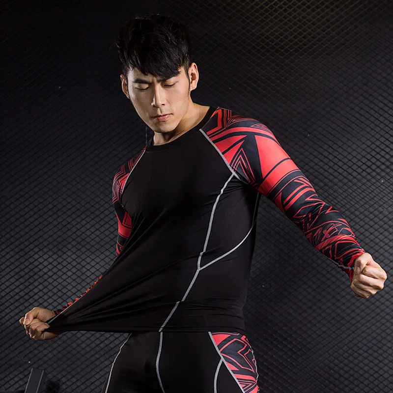 Спортивный костюм для мужчин одежда тренажерного зала Рашгард Мужская
