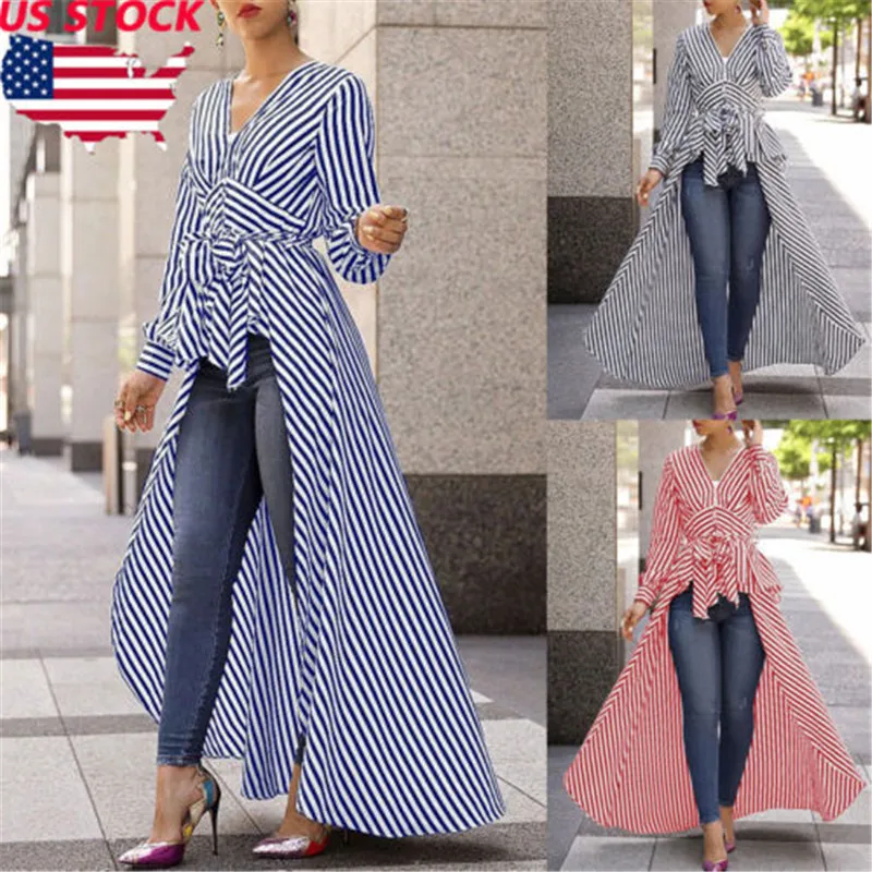 Женская офисная блузка в полоску черная с v образным вырезом и длинным рукавом