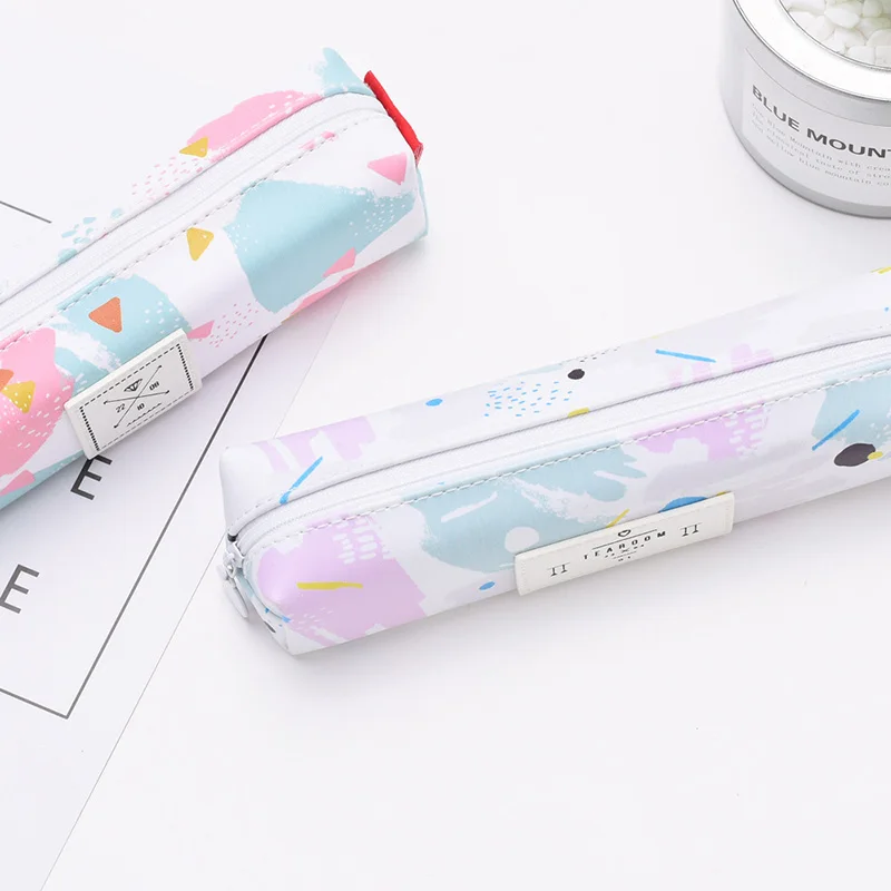 Акварельный карандаш случае кавайный конфетный цвет угол Pencilcase Милый Холст