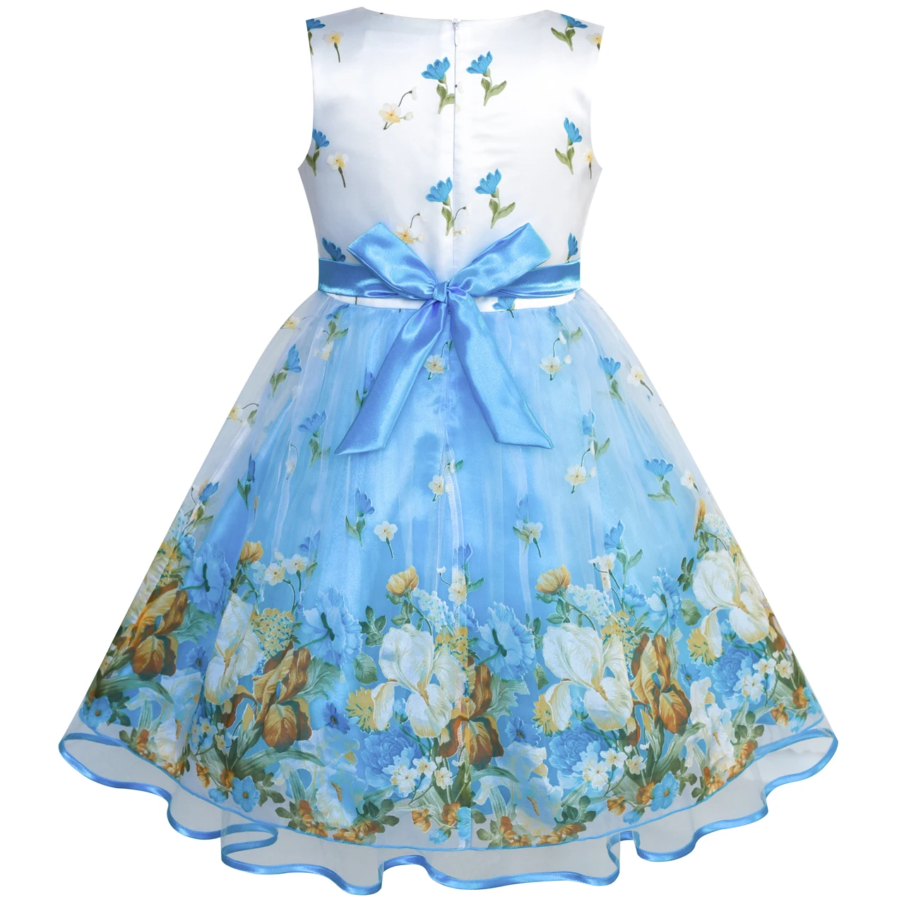Sunny Fashion платья для девочек платье Цветок Девушка Платье Синий Подружка невесты