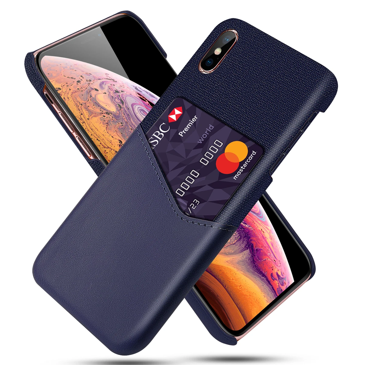 Двухцветный комбинированный чехол для телефона iPhone XS Max из искусственной кожи с