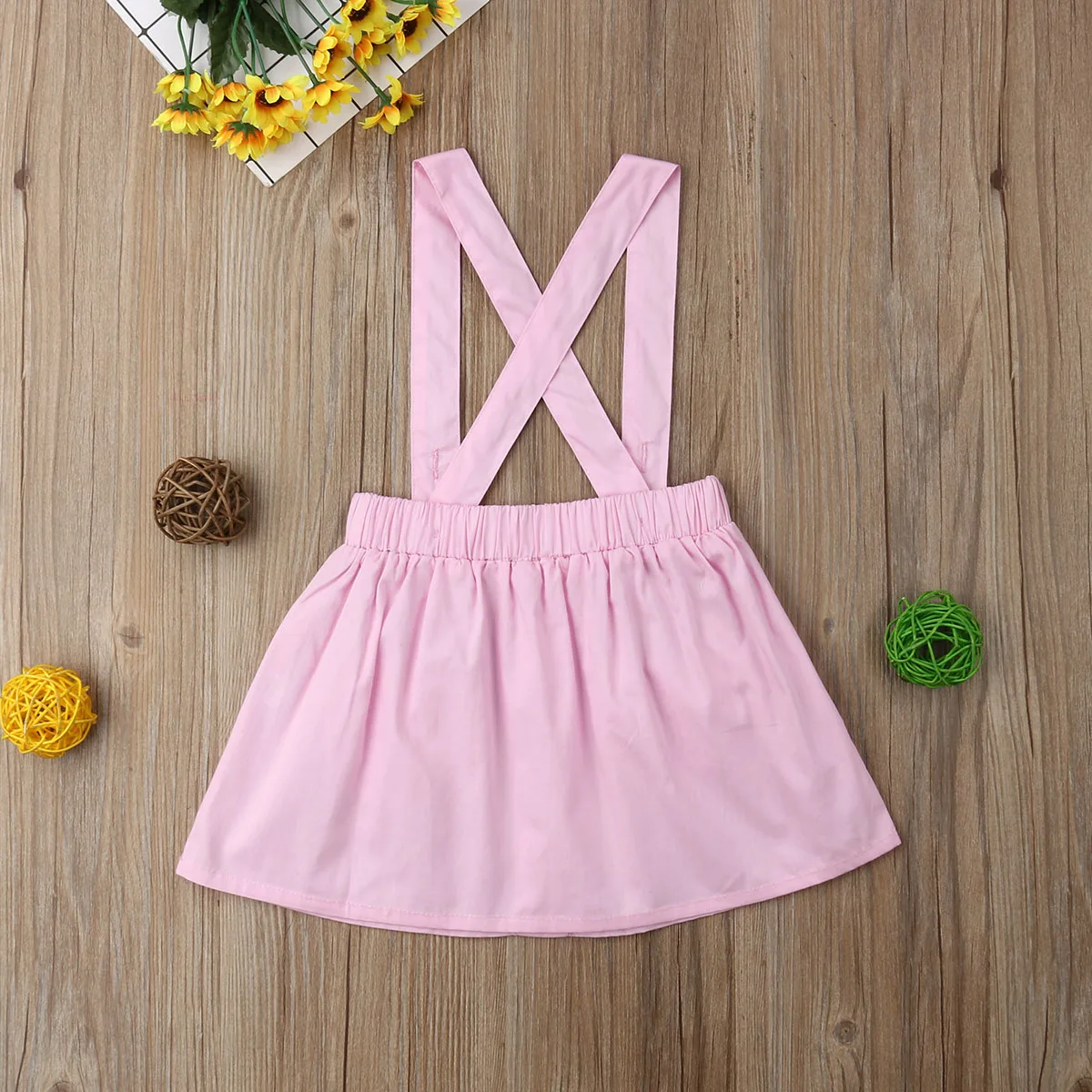 Lovely Kids Baby Girls Ruffle Pocket Button Strap Dress Sunlight Outfits Costume 3 Colours | Детская одежда и обувь