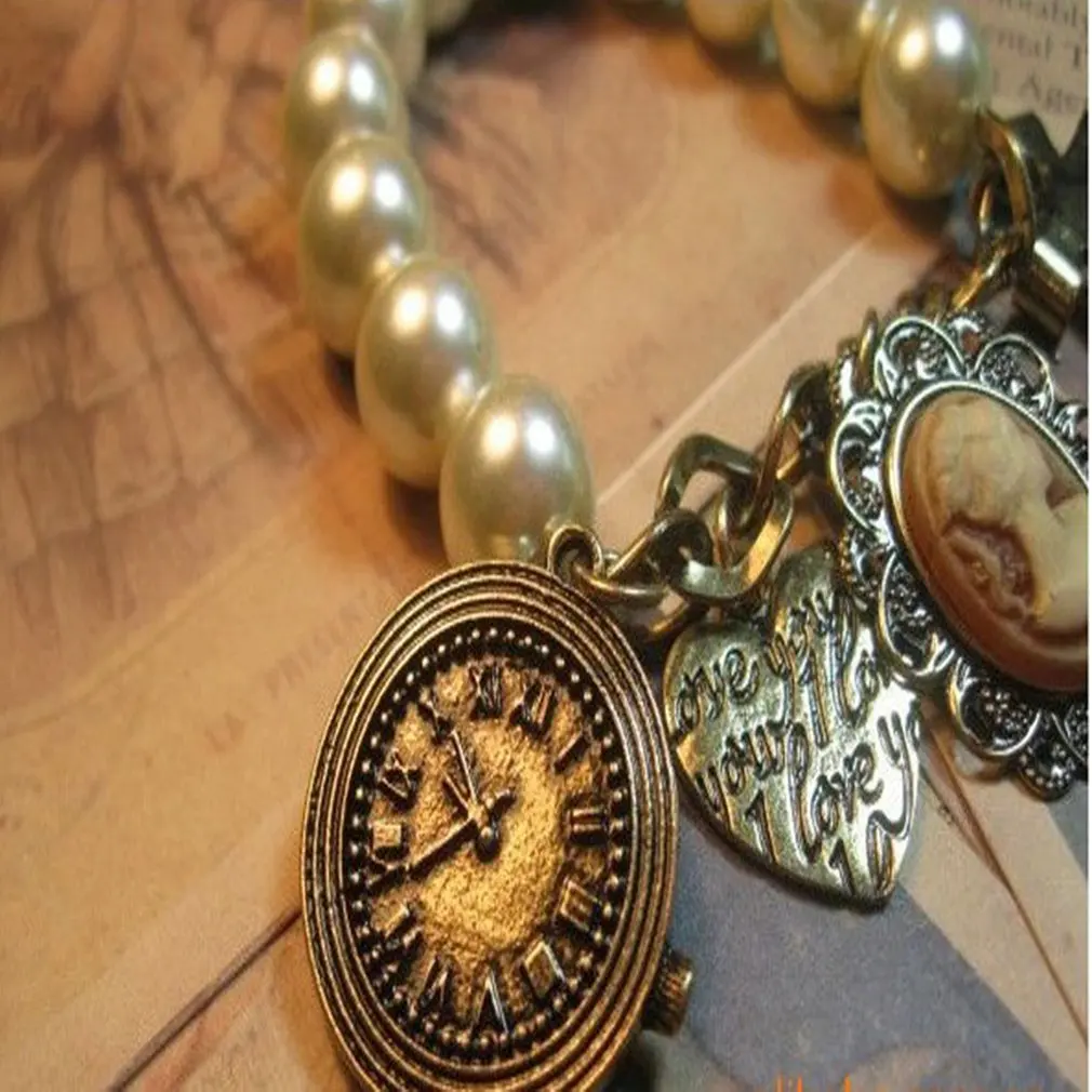 Jewelry wholesale sweet retro multi-element queen avatar bracelet texture pearl Elastic Bracelet Fashion | Украшения и аксессуары