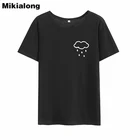Футболка Mikialong женская с графическим принтом, черная белая хлопковая рубашка с карманом для дождя и облаков, лето 2018