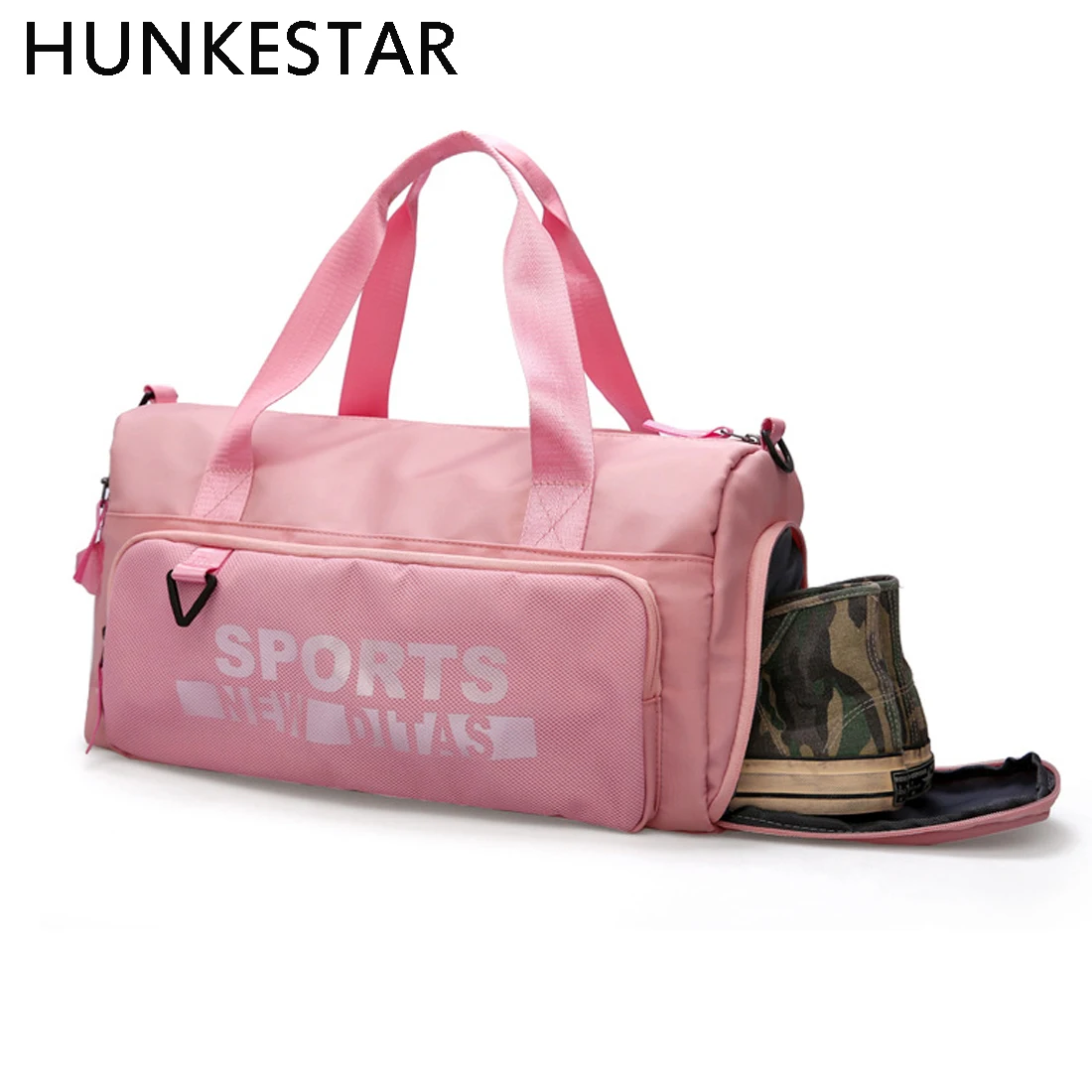 Женская сумка розового и черного цвета брендовая модная женская спортивная для