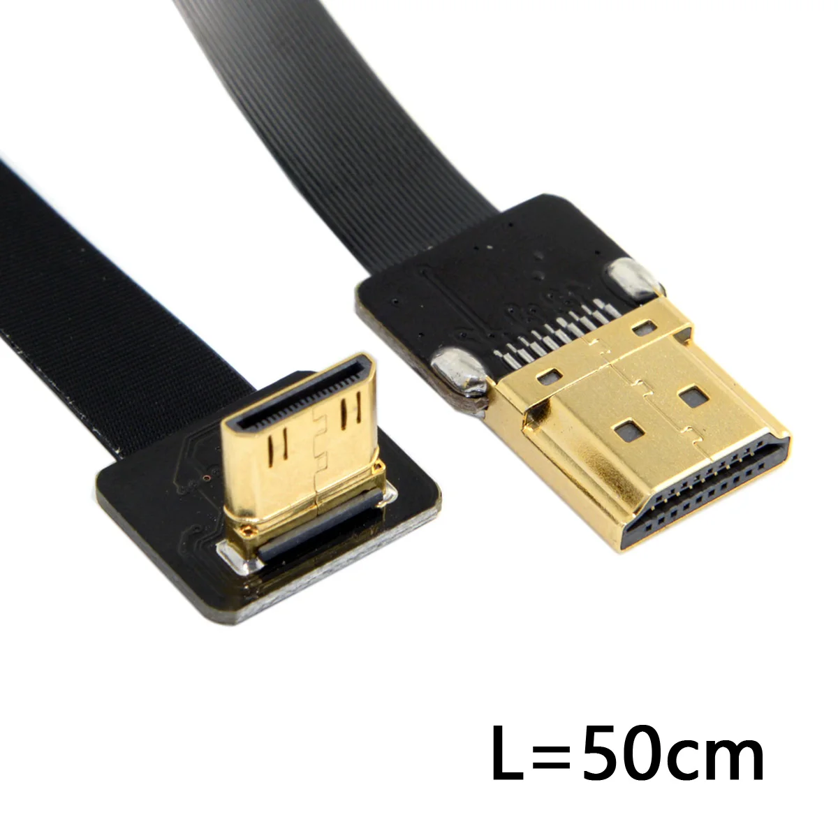

CYFPV 90 Degree Up Angled FPV Mini HDMI-compatible Male to HDMI-compatible Male FPC Flat Cable 50cm for FPV HDTV Aerial