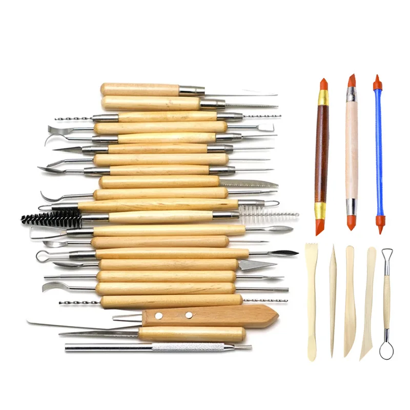 30pcs Clay Sculpture Tool Kits Wooden Handle Carving Knife DIY Pottery Modeling Mold Auxiliary Sculpting Art Supplies | Игрушки и хобби
