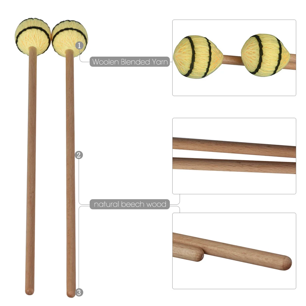 1 пара молотков палок Marimba для ксилофона Glockensplel молоток с ручки из бука ударный