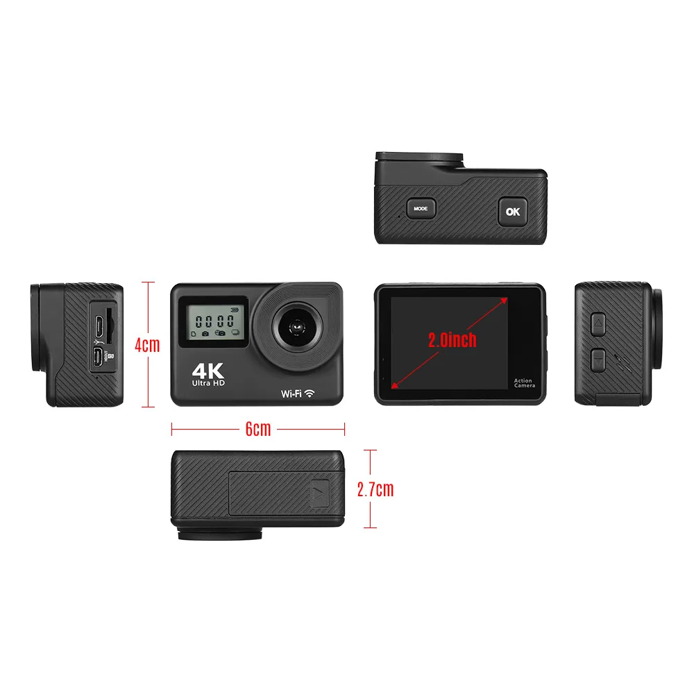 Andoer 4K Ultra HD WiFi Спортивная Экшн камера 18MP 170 градусов широкоугольный 2 0 дюймовый ЖК