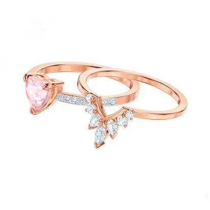 Женский винтажный комплект с кристаллами V Type трендовый Комплект колец