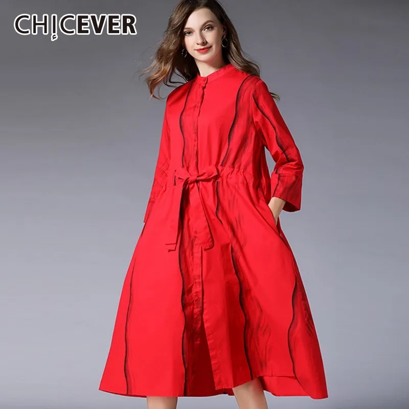 Женское платье пачка CHICEVER Повседневное средней длины с высокой талией и