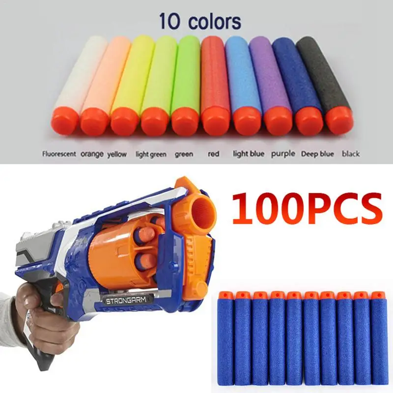 

100pcs/set for Nerf Bullets Soft Hollow Hole Head 7.2cm Refill Darts Toy Gun Bullets for Nerf Series Blasters Kid Outdoor Toys