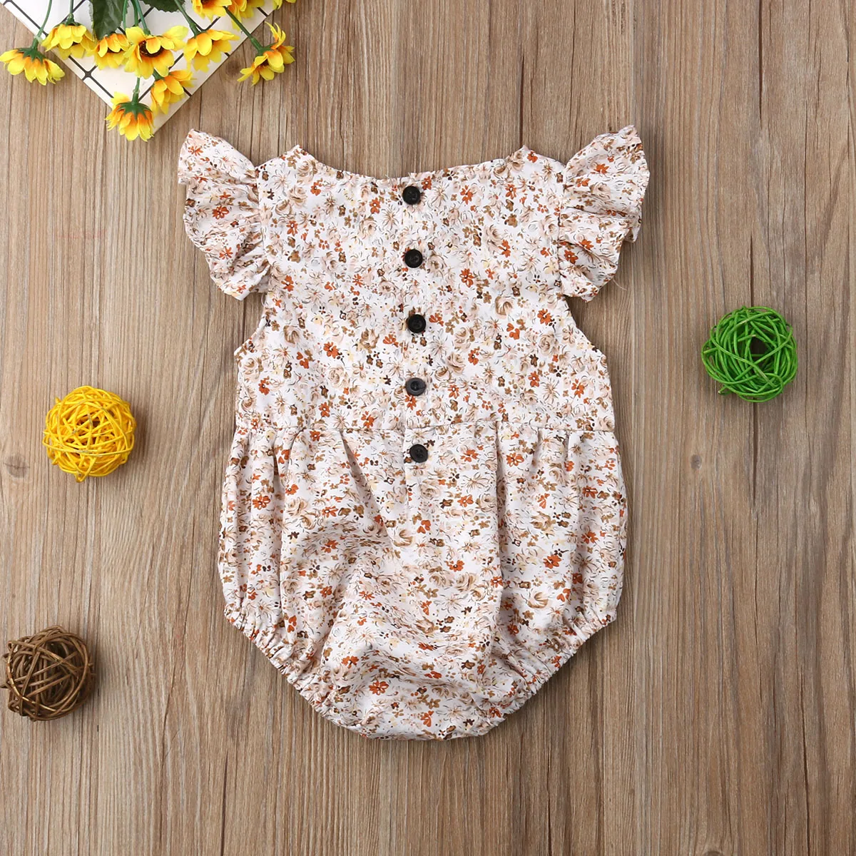 Милый комбинезон без рукавов с оборками для новорожденных девочек от 3 до 24
