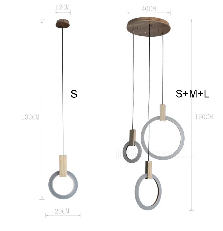 SETTEMBRE Nordic and Modern Creative LED Ring Wood Pendant Light Living Room Dining Long | Лампы и освещение
