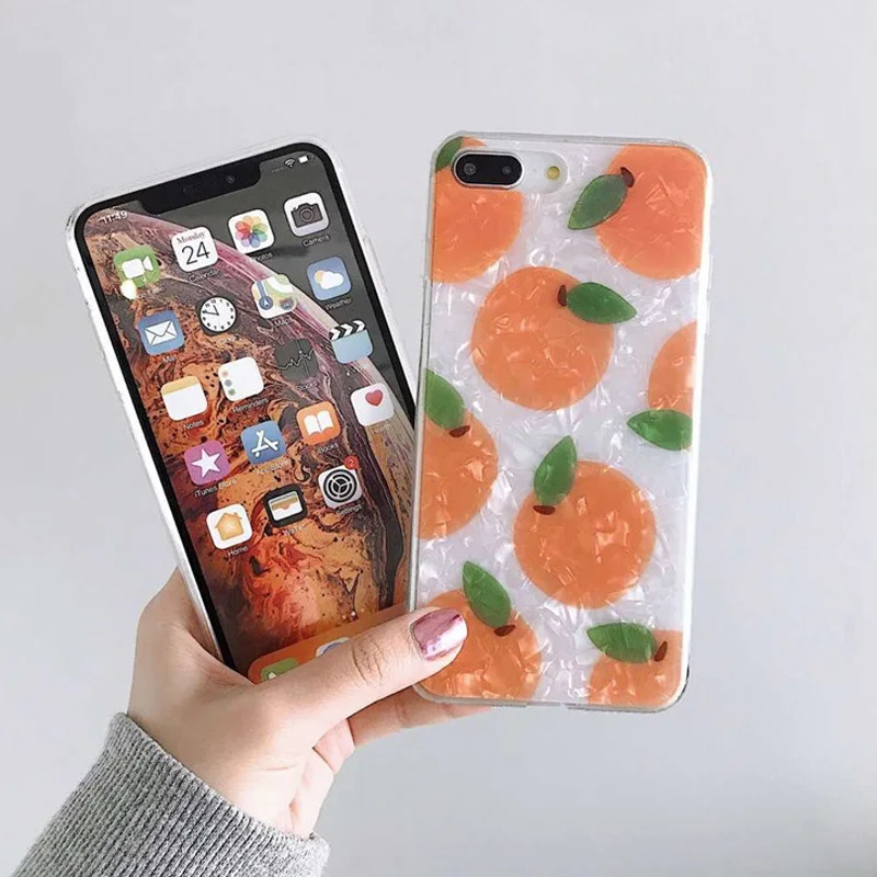 USLION Dream Shell фрукты шаблон чехлы для телефонов iPhone X XS XR Xs Max блестящие мягкие ТПУ
