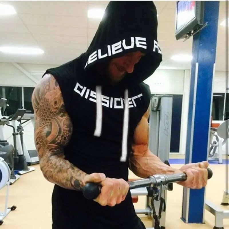Hirigin бренд Jogger толстовки без рукавов 2019 летние мужские худи для бодибилдинга