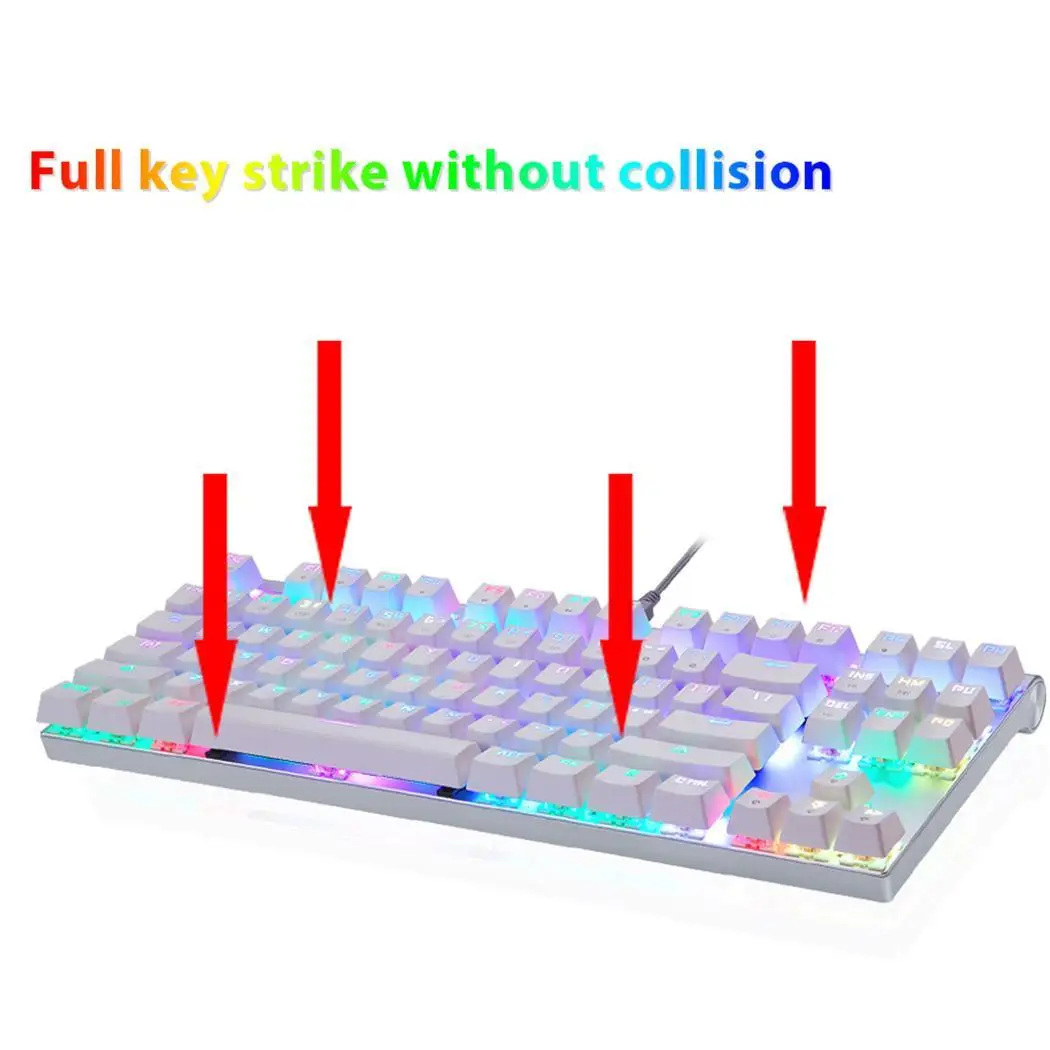 Motospeed CK101 Проводная Механическая клавиатура Металл 87 ключей RGB синий красный