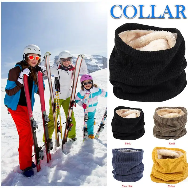 

2018 Новый двухслойный мягкий вязаный хлопковый бархатный зимний теплый шарф с петлей на шее Удобный шарф чистого цвета