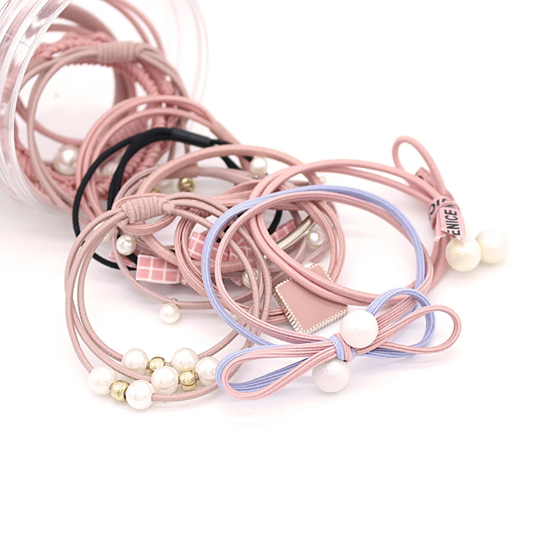 

2019 Fashion 12pcs Women Pearl Elastic Hair Rubber Bands Girls Lovely Hair Ropes Hair Bands Ponytail Holder Tie Hair Accessories