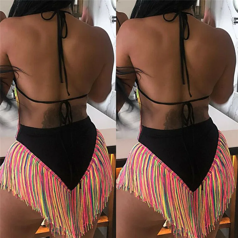 Сексуальный женский купальник с кистями пляжная одежда пуш апом комплект бикини