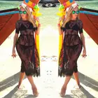 S женский сексуальный кружевной купальный костюм накидка пляжная Длинная блузка