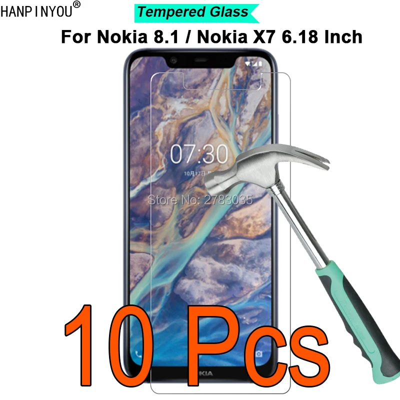 

10 шт. для Nokia 8,1/Nokia X7 TA-1131 6,18 "твердость 9H 2.5D ультратонкое Закаленное стекло пленка защита для экрана