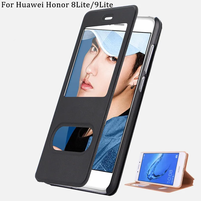 Роскошный вид окна флип Чехлы для Huawei Honor 9 Lite 8 lite стенд телефонные чехлы из