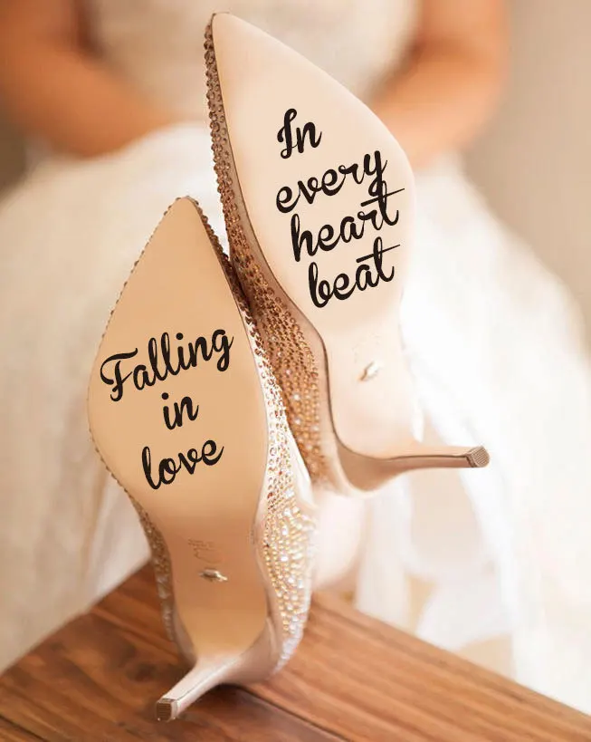 

Falling In Love In Every Heart Beat Decal Forever Together Vinyl Sticker, Infinity Love Decal,wedding Gift For Bride Shoes Decor