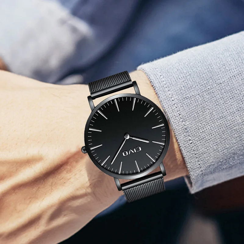 

CIVO Mens Watches Reloj Hombre Ultra Thin Quartz Watches For Men Waterproof Stainless Steel Mesh Business Analogue Mens Watch