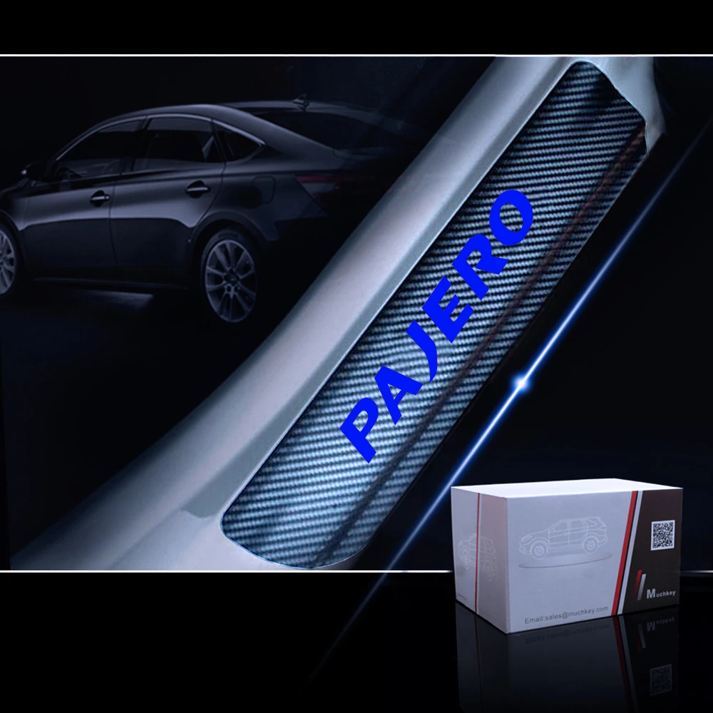 

For Mitsubishi PAJERO Carbon Fiber Vinyl Sticker Car Scuff Plate Door Sill Guard Car Sticker Car Door Sill Auto Accessories 4pcs
