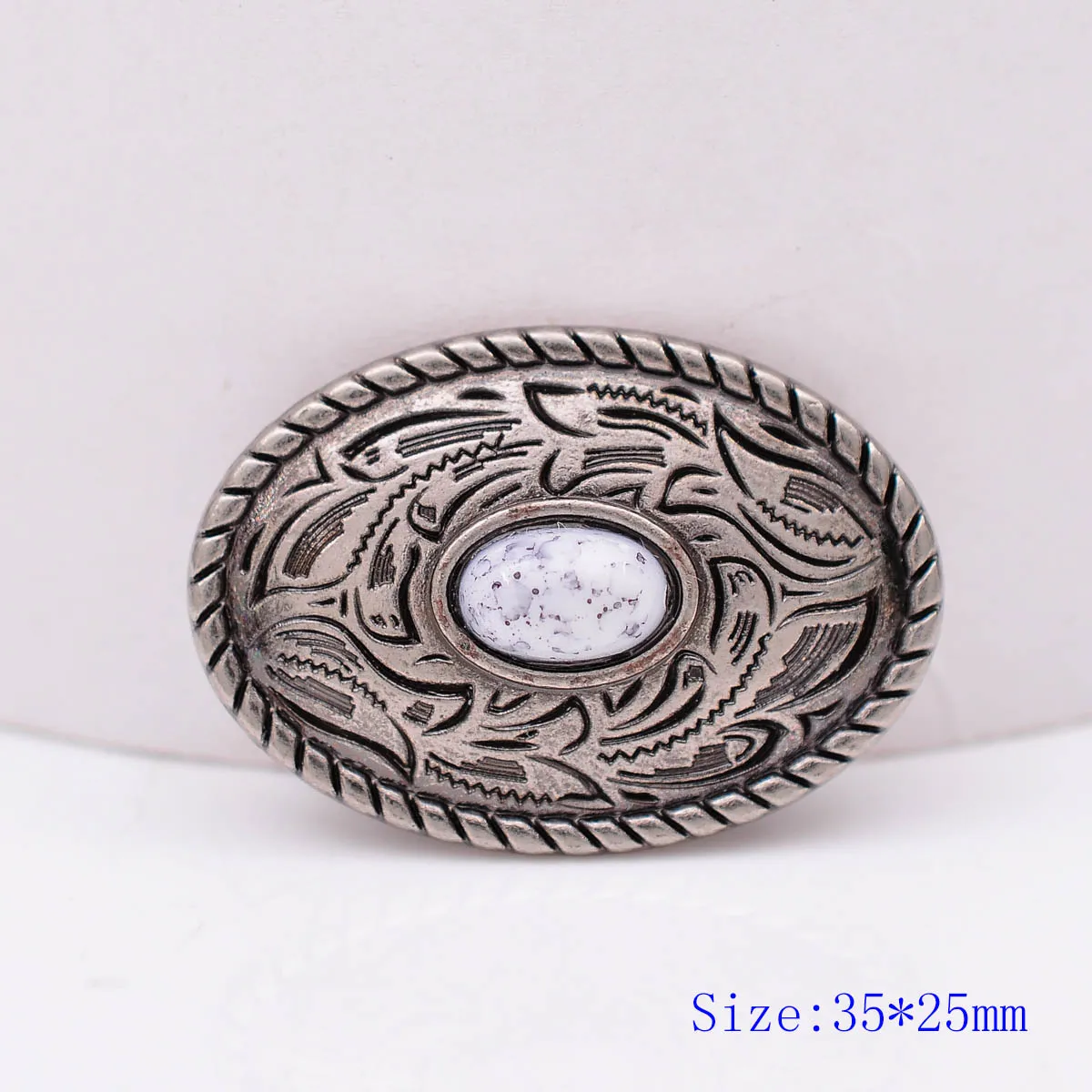 

10X 35X25MM Western Antique Sliver White Turquoise Engraved Saddle Tack Belt Prairie Dust Oval Conchos