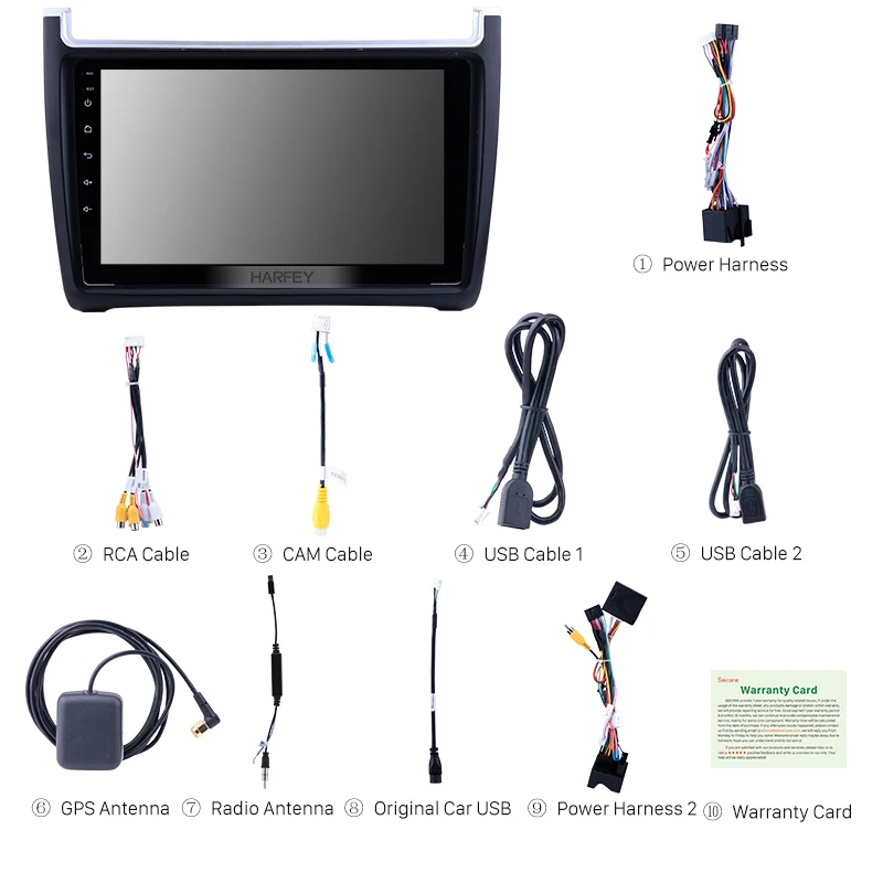 Просвет Harfey Android 7 1 9 &quotавтомобильное радио для Фольксваген Поло 2012 2013 2014 2015 2Din GPS