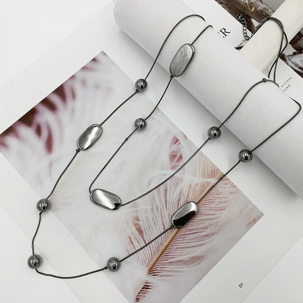 Женская двухслойная цепочка в богемном стиле длинное ожерелье с бусинами CCB