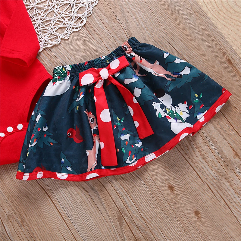 Одежда для маленьких девочек MY FIRST Рождественская хлопковый комбинезон боди +