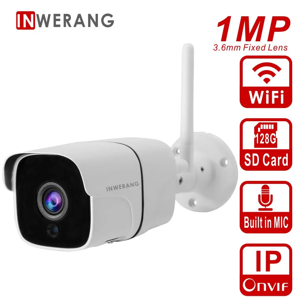 Inwerang 1MP 720P WiFi IP Bullet камера для наружного/внутреннего ночного видения беспроводная