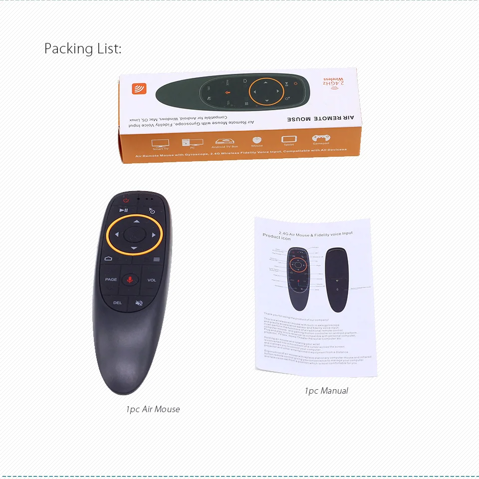 

Free DHL G10 Voice Remote Control 2.4G Wireless Google Microphone Air Mouse 6-Axis Gyroscope IR Learning for Android TV Box X96