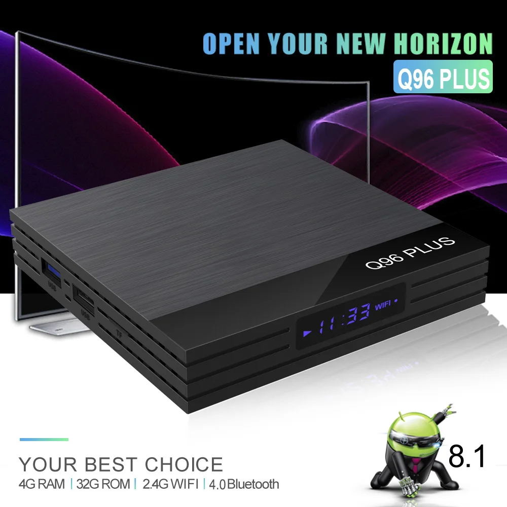 ТВ приставка Q96 Plus Smart Android 8 1 RK3328 Четырехъядерный 4 ГБ/32 ГБ Bluetooth 0 телеприставка WiFi