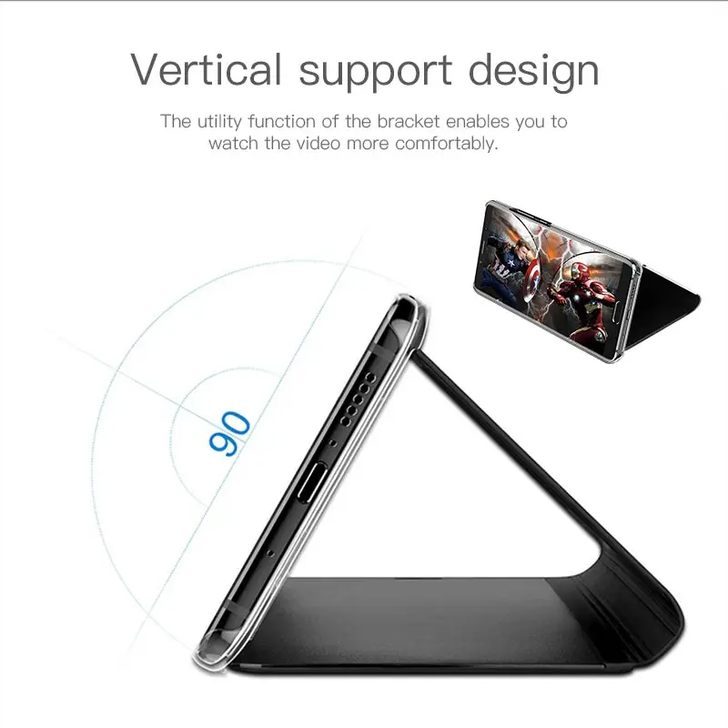 Leather Cover Flip Case For Xiaomi Redmi 6Pro 6A S2 note 5Pro 4X note5 5plus note3 note5A note4 Clear Mirror Smart View |
