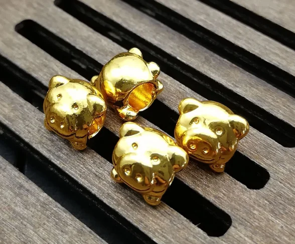

40pcs Exquisite pig electroplating gold Popular in Europe America big hole beads 10*10MM Handmade craft alloy Color protection