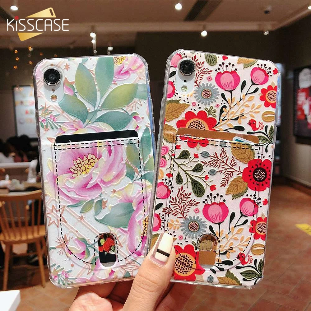 KISSCASE 3D цветок ТПУ чехол для телефона iPhone 7 8 Plus XR XS Max X слот карт мягкий 6 6s 5 5S SE Funda Capa