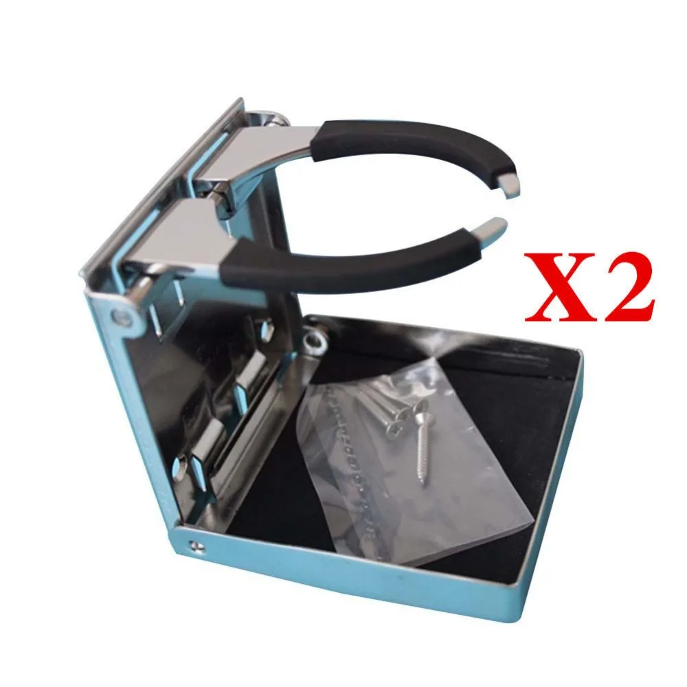 

set of 2 Stainless Steel Folding Cup Drink Holder for Marine Yacht Truck RV
