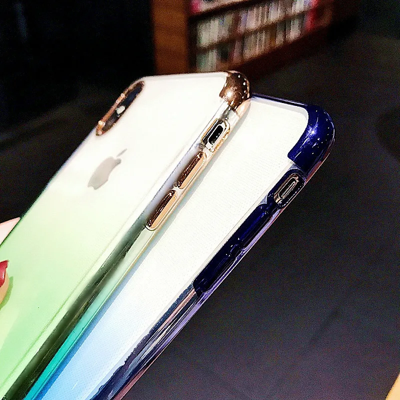 Прозрачный чехол градиентного цвета для iphone X XR XS Max 6 7 8 Plus прозрачный силиконовый