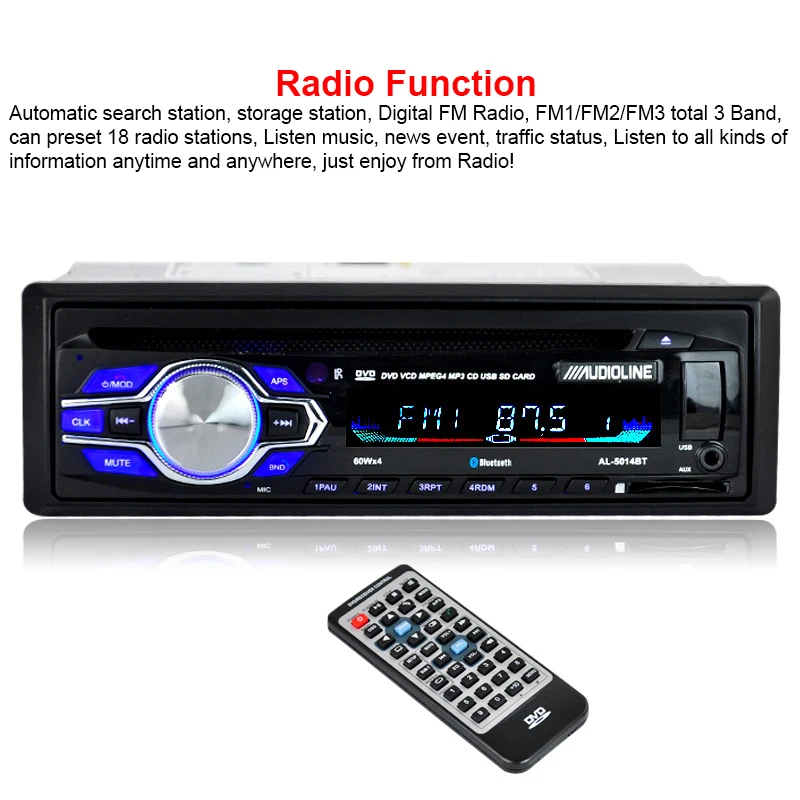 Автомобильное радио DVD плеер помощи при парковке 1 Din 12 V автомобильный