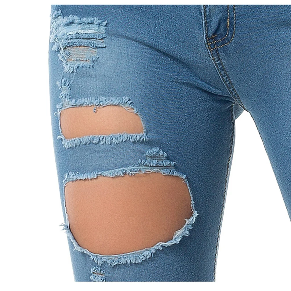 Vbiger для женщин джинсовые Бермуды шорты Средняя посадка Slim Fit рваные светло