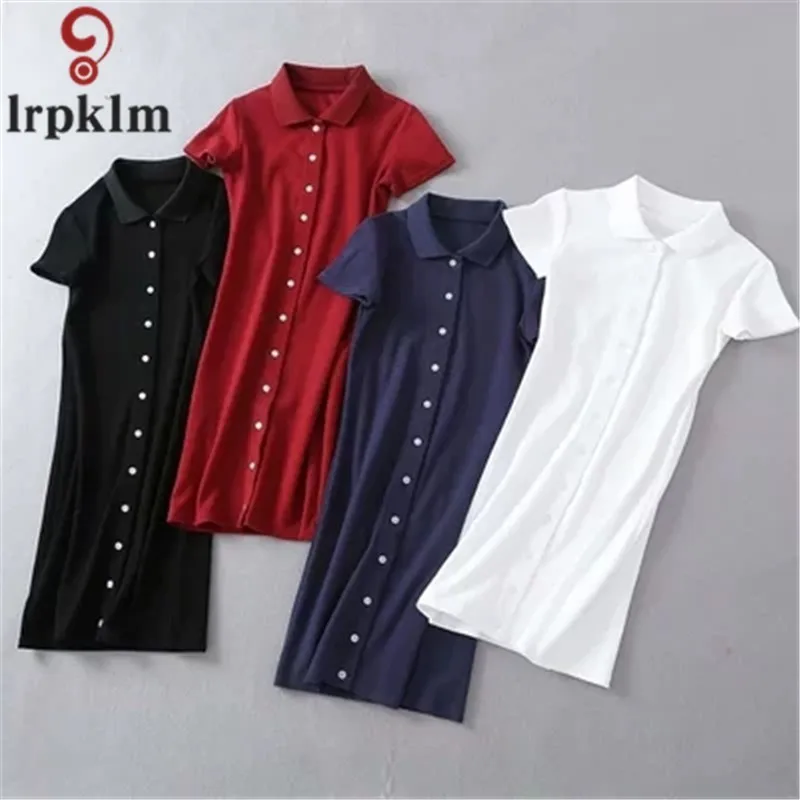 Женское облегающее платье-поло Хлопковое платье с короткими рукавами модель WZ102