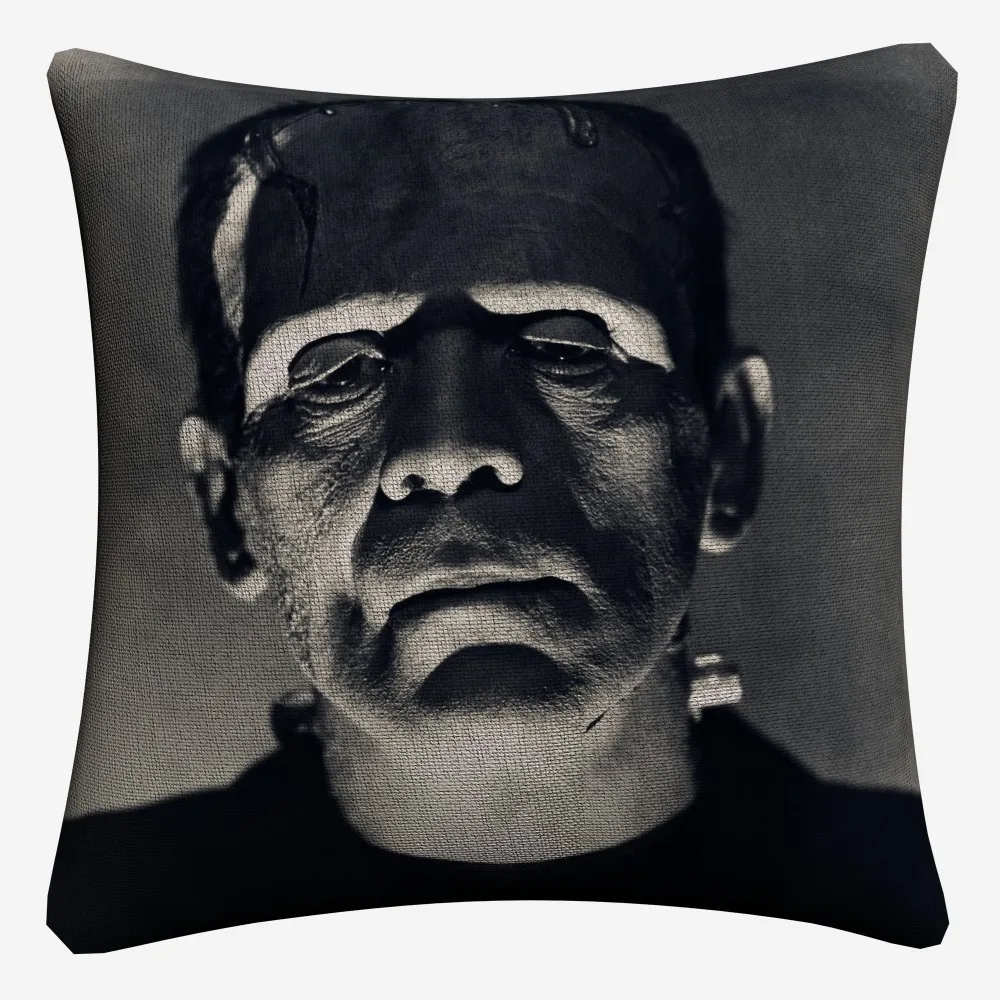 Мягкие хлопковые льняные наволочки Frankenstein с акварельным рисунком ужасов 45x45 см