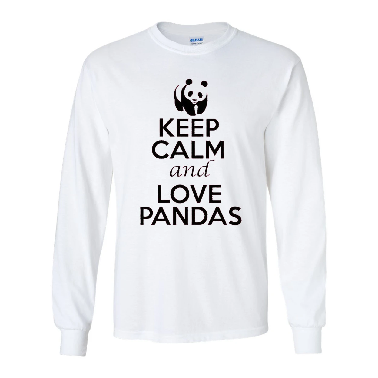 Длинные рукава взрослая Футболка Keep Calm and Love красные панды|Мужские толстовки и