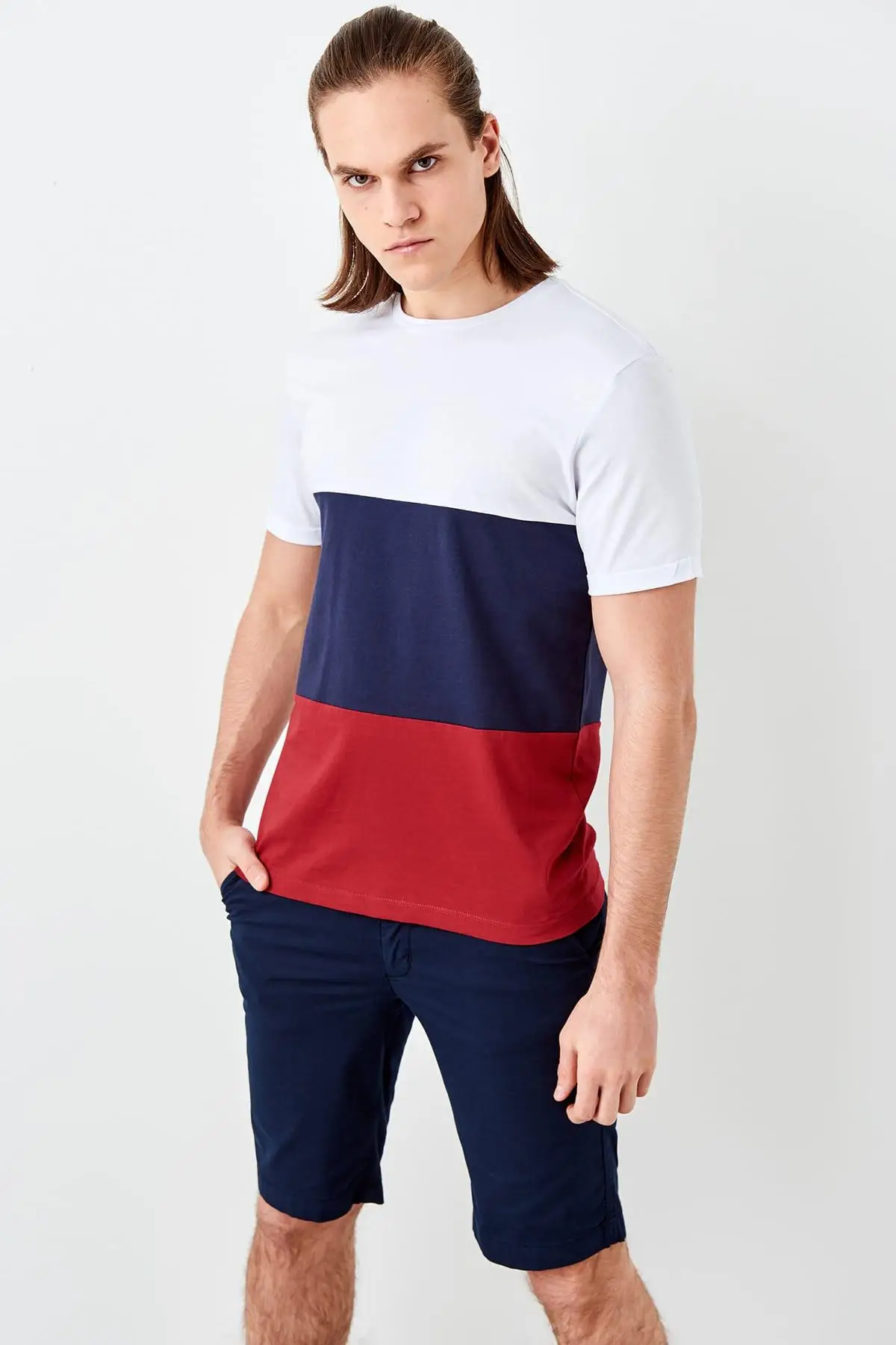 Мужская Бордовая футболка с отделкой Trendyol TMNSS19SQ0017|Футболки| |