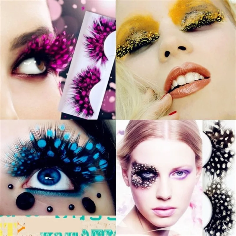 11 цветных перьев накладные ресницы для макияжа Хэллоуин косплей Поддельные