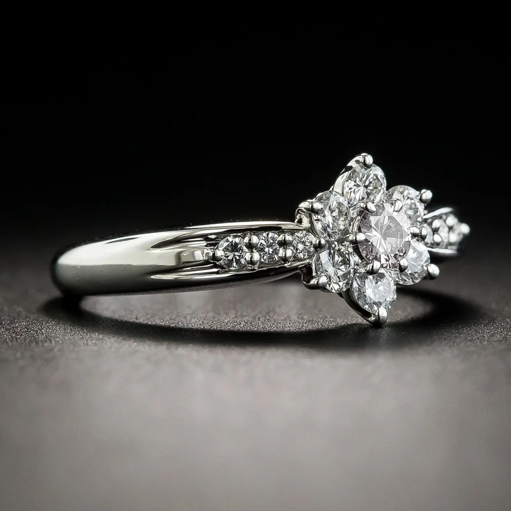 Visisap Luxury Flowers Zircon Ring for Female White Gold Color Jewelry Wedding Engagement Rings Supplier Accessories B2190 | Украшения и